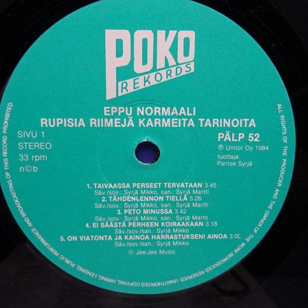 Eppu Normaali – Rupisia Riimejä Karmeita Tarinoita  LP