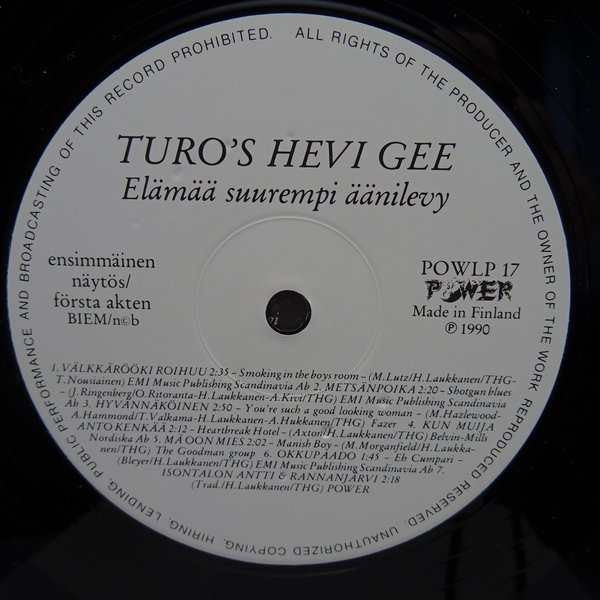 Turo's Hevi Gee – Elämää Suurempi Äänilevy  LP