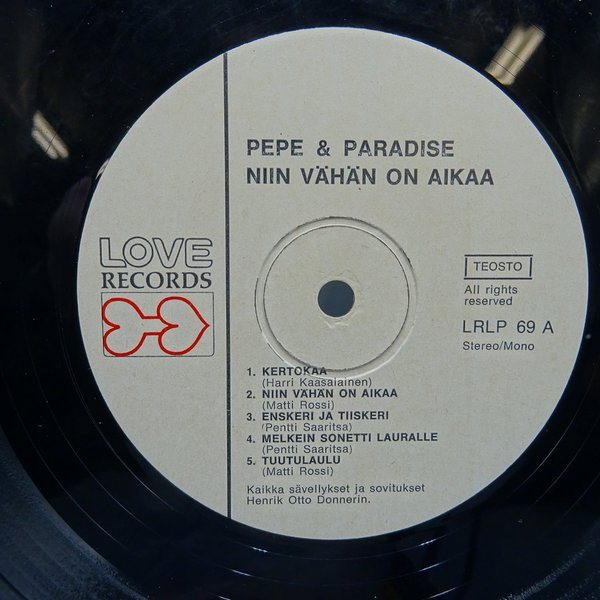 Pepe & Paradise – Niin Vähän On Aikaa LP